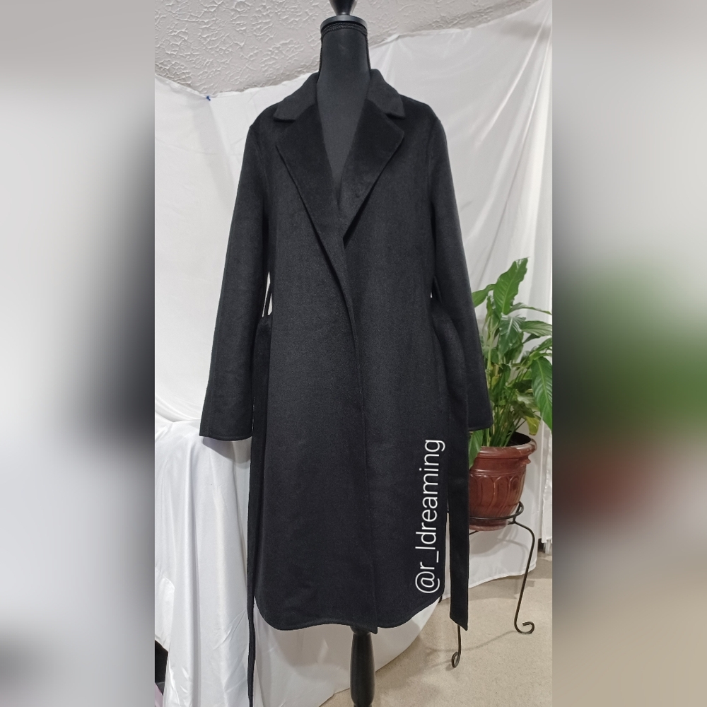 NWT Black Double Face Tie-Waist Coat Size M By Banana Republic Factory - Picture 6 of 7